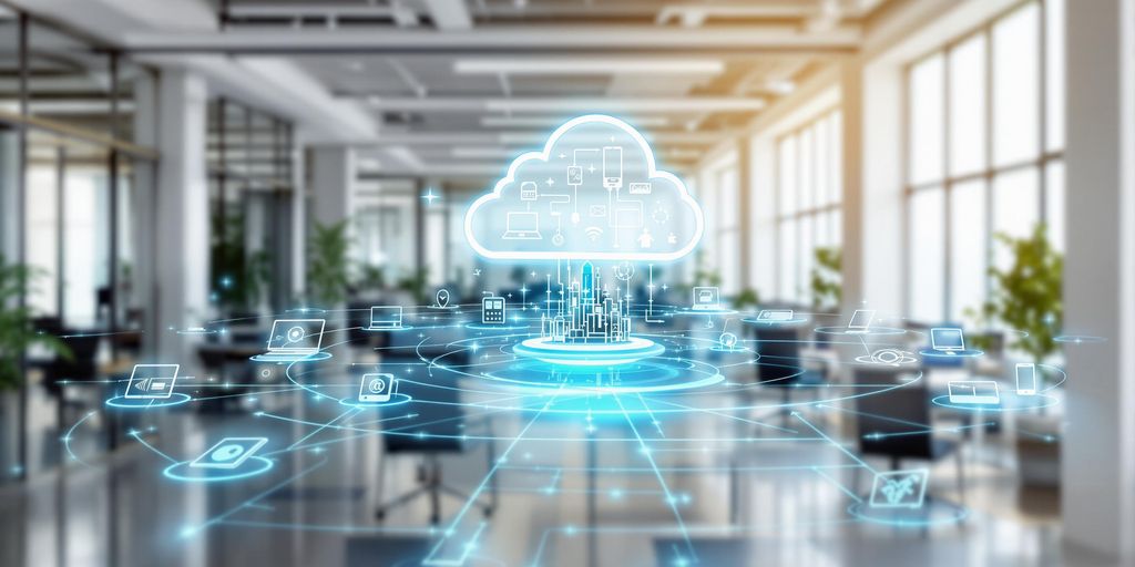 Business cloud computing connection.